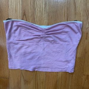 Women's Forever21 Ruched in the Middle Pink Bandeau Strapless Crop Tank Top